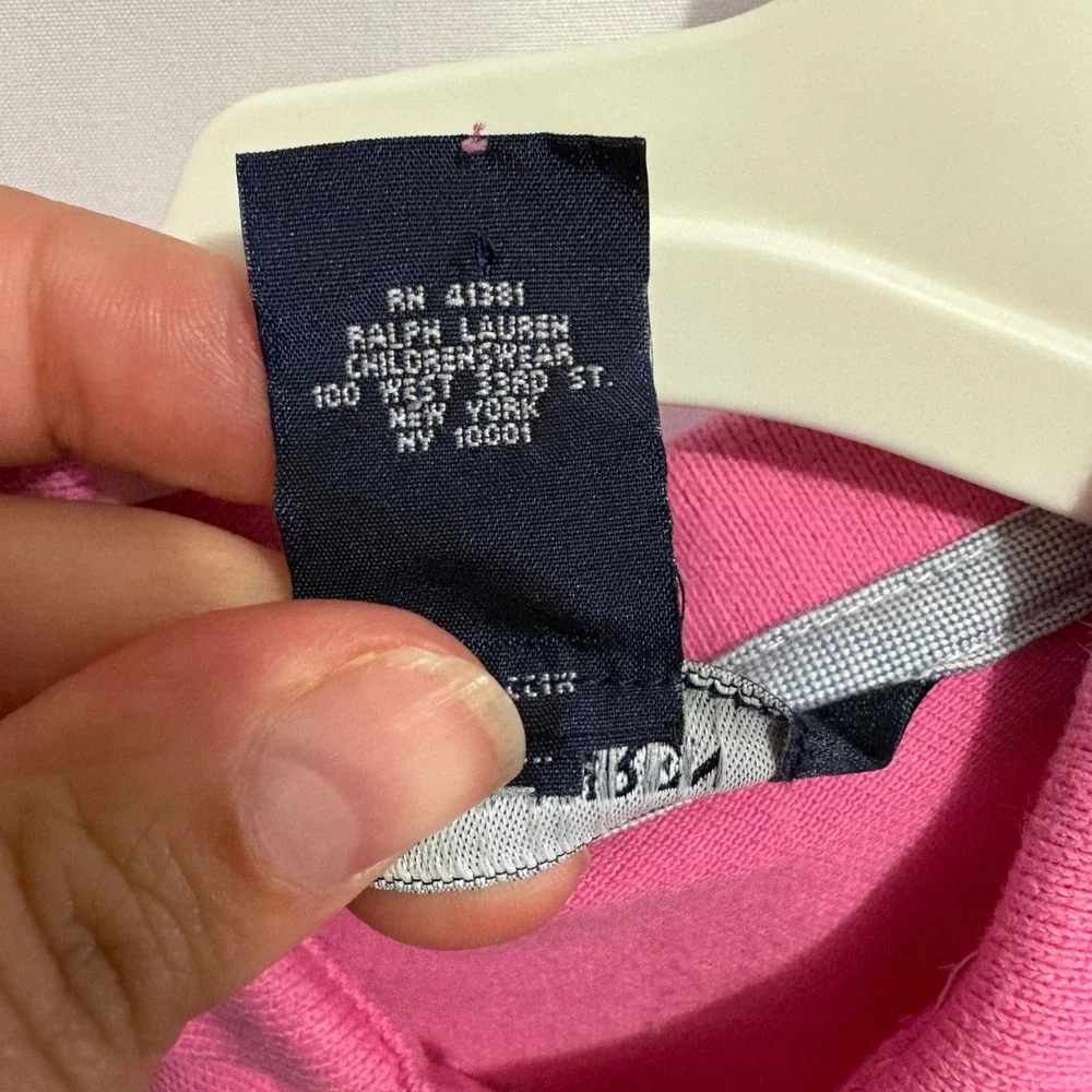 Ralph Lauren Girls Dress 2T Polo Neck Drop Waist Pink Pony Preppy Old Money